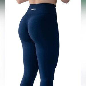 Aurola Tuxedo Blue Workout Leggings Seamless Scrunch Tummy Control